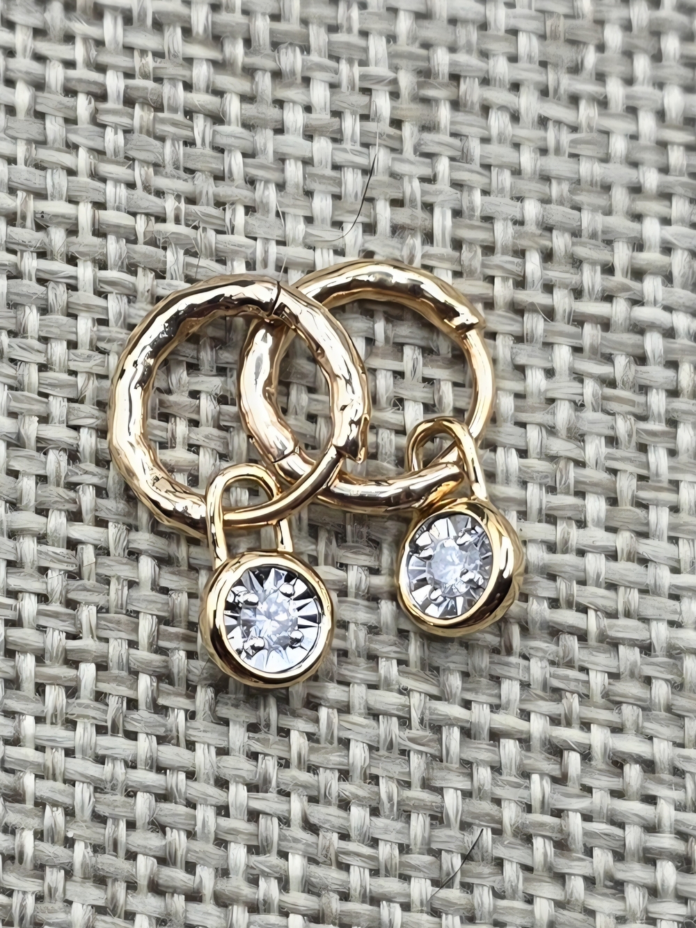 MONICA VINADER 18k Gold Vermeil Huggie Earrings with Diamond Drops